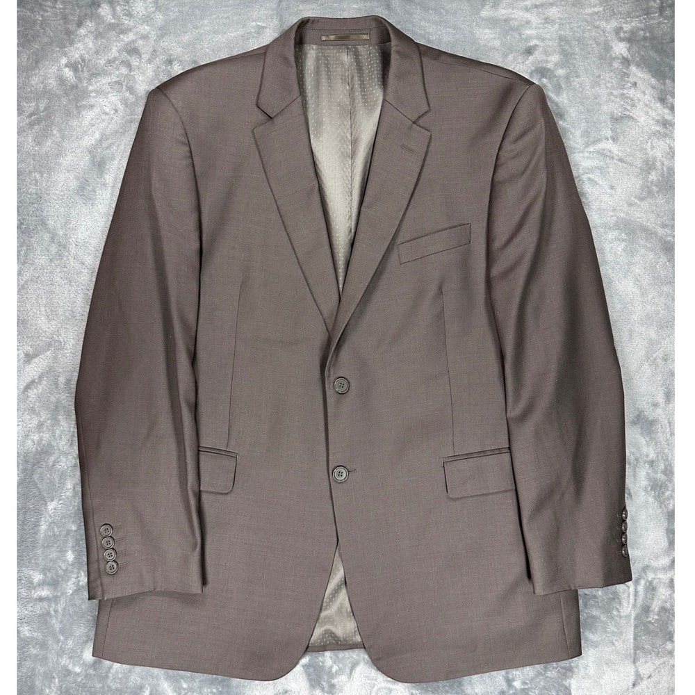 Mantoni Milan‎ Italy Mens 44R Suit Jacket Super 140s Virgin Wool Taupe Brown 2BT